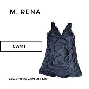 M. Rena Navy Blue Lace Trim Cami